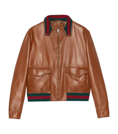 gucci learher jacket|Gucci bomber jacket men's.